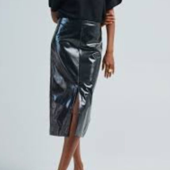 Tibi Glossed Jersey Pencil Skirt - Picture 3 of 5